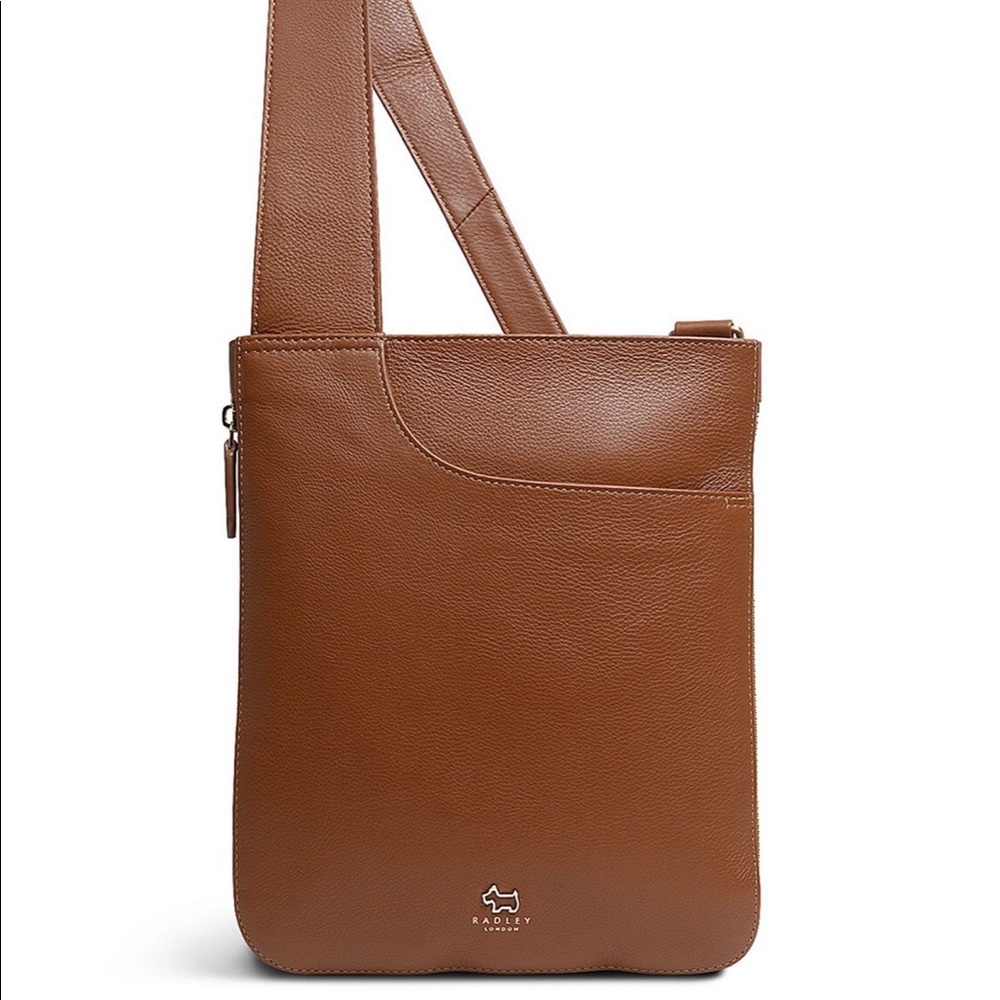Radley London Brown Leather Crossbody Purse Bag Zip Shoulder adventure